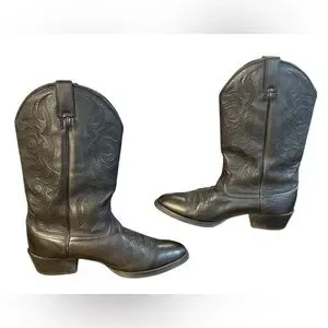 Justin Stampede Black Deercow Cowboy Boots, Style # 2553 Men’s Size 10 D Justin Boots | Shoes | Justin Stampede Black Deercow Cowboy  main image 2